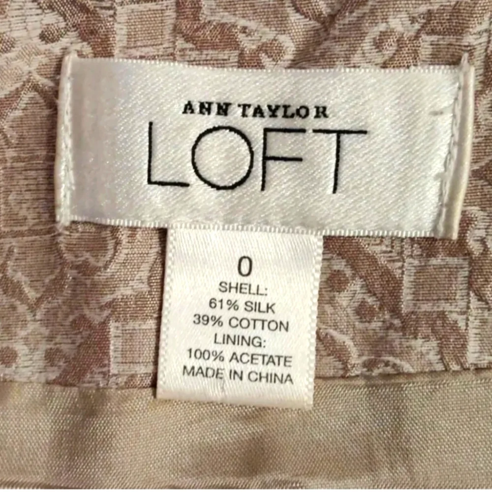 Anne Taylor Vintage Silk Cotton Damask Pleated Knee Length Pencil Skirt Size 0 - Picture 4 of 11
